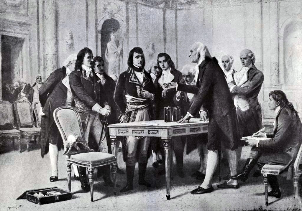 Alessandro Volta dimostra la sua batteria a Napoleone, primo console di Francia